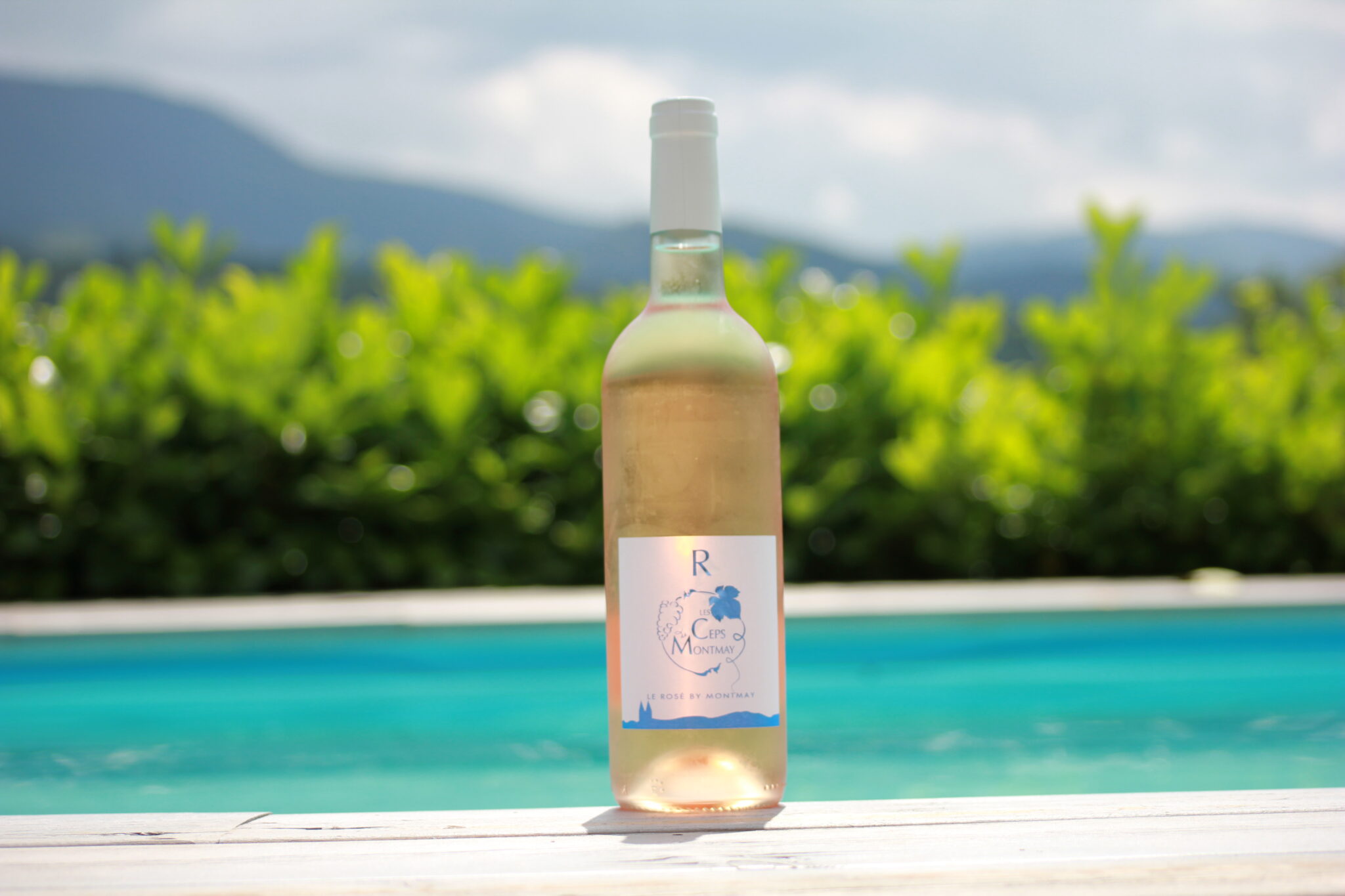 Bouteille rosé piscine