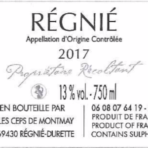 REGNIE 2017 – CARTON 6 BOUTEILLES 75 CL